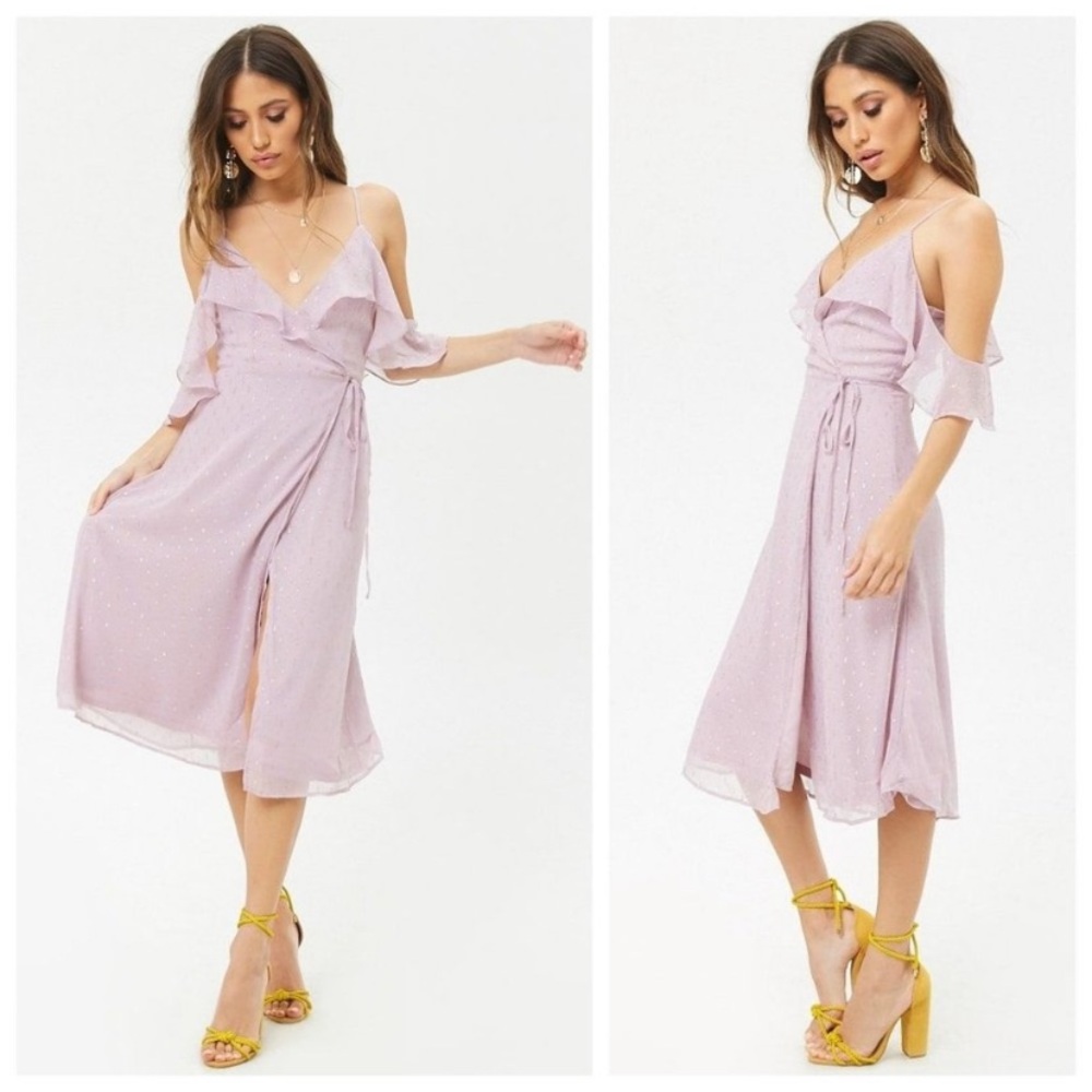 Brand new lavender chiffon wrap dress